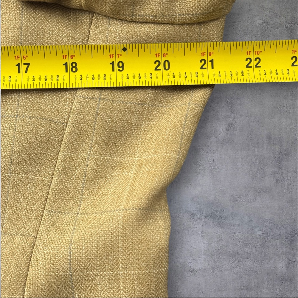 J Ferrar 42S Tan Windowpane Blazer Wool Linen Silk Italian Fabric Sport Coat - Picture 15 of 16
